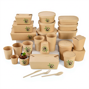 EcoFriendly tùy chỉnh in dùng một lần tre thực phẩm giấy container cho bát salad, mì hộp, cốc súp và Hộp Ăn Trưa - Product Image 1