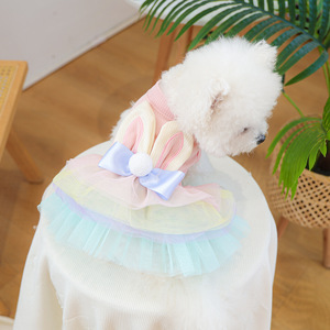 Gonna soffice <span class=keywords><strong>per</strong></span> animali domestici primavera estate in rete graziose orecchie di coniglio gilet gilet colorato gonna di coniglio vestiti <span class=keywords><strong>per</strong></span> cuccioli di cani di piccola taglia vestiti - Product Image 3