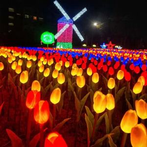 एलईडी ट्यूलिप फूलों की रोशनी ip44 प्लास्टिक सजावटी गार्डन यार्ड बाहरी परिदृश्य के लिए खड़े क्रिसमस छुट्टी सजावट - Product Image 2