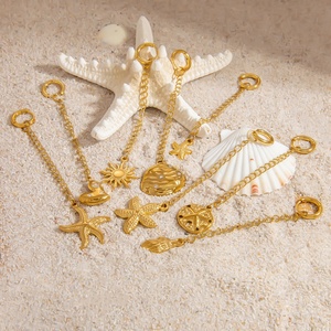 Zoryn - Colgante de Acero Inoxidable de Alta Calidad con Baño de Oro de 18K, Diseño de Estrella de Mar y Concha, Serie Océano, Joyería para Piscina - Product Image 2