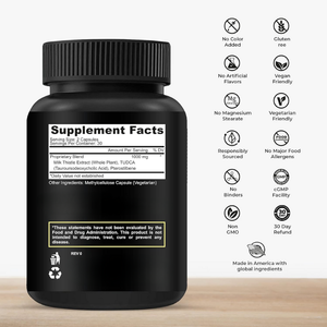 Complejo TUDCA OEM 1000mg, Cardo Mariano, TUDCA, Pterostilbeno para la Salud del Hígado, Sin Gluten, Vegano, 60 Cápsulas - Product Image 2