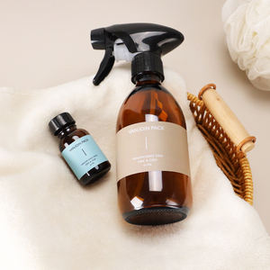 Flacon cosmétique personnalisé en verre ambré pour gel douche, lotion, shampoing et après-shampoing avec pulvérisateur et <span class=keywords><strong>mini</strong></span>-recharge - Product Image 6