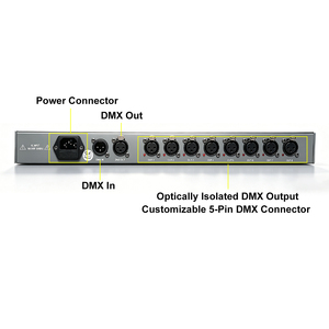 Amplificateur Répartiteur de Signal DMX 8 Voies 1 Entrée 8 Sorties Opto-isolé pour Éclairage de Scène DJ Disco Club Mariage Concert Événement - Product Image 6