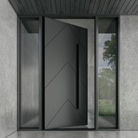 Porte d'Entrée Double Blindée Anti-Effraction en Aluminium Sculpté de Luxe, Résidentielle à Battants Inégaux