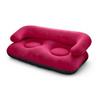 Fauteuil gonflable en PVC avec accoudoirs et design flocqué pour une détente décontractée, idéal pour le camping et les rassemblements en plein air