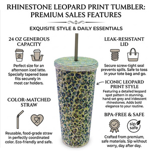 Gobelet à paille <span class=keywords><strong>Disney</strong></span> certifié FAMA, 24 oz, motif léopard multicolore, avec strass, idéal pour les festivals, sûr, écologique et réutilisable - Product Image 6