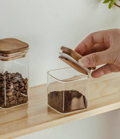 Tapa de bambú de madera cuadrada pulida personalizada de fábrica con sello de goma para tarros de almacenamiento Tapa de tarros de vidrio