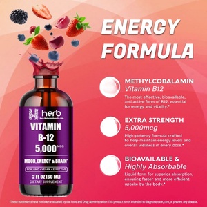 Gotas de Vitamina B12 Líquida Sublingual OEM/ODM, Gotas Veganas de B12 Líquido Metilcobalamina, Máxima Absorción - Product Image 3