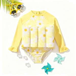 <span class=keywords><strong>Maillot</strong></span> <span class=keywords><strong>de</strong></span> <span class=keywords><strong>bain</strong></span> une pièce personnalisé pour bébé, enfant en bas âge, fille, motif floral, protection UV, logo frontal, séchage rapide, flottant - Product Image 2