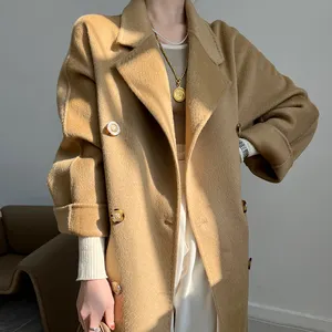 New Trends Long Cashmere Coat Winter Women Fashion Wool Coat With Pocket