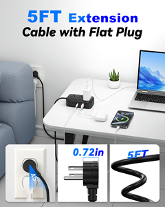 Enchufe de Extensión de 3 Tomas con 3 Puertos USB-C y 2 Puertos USB-A, Cable de 1.5m, Diseño de Seguridad ABS Negro para Uso Residencial - Product Image 5