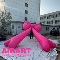 Nœud gonflable personnalisé à suspendre pour la décoration murale des centres commerciaux en extérieur, Nœud gonflable rose pour les événements publicitaires de marque