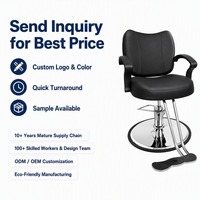 Fauteuil de Barbier Professionnel Pivotant en Cuir PU avec Accoudoirs et Piètement Métallique pour Salon de Coiffure – Vente en Gros, Export Direct