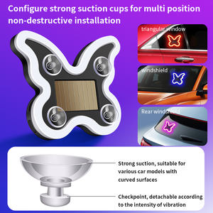 Nueva Luz Ambiental LED para el <span class=keywords><strong>Interior</strong></span> del Automóvil, Luz Triangular <span class=keywords><strong>Solar</strong></span> para Ventana de Automóvil con Forma de Mariposa - Product Image 2