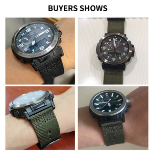 Compatible avec <span class=keywords><strong>Casio</strong></span> PRG-600YB PRW-6600 PRG-650, bracelet de <span class=keywords><strong>montre</strong></span> en toile de nylon vert militaire pour <span class=keywords><strong>homme</strong></span>, 24 mm - Product Image 4