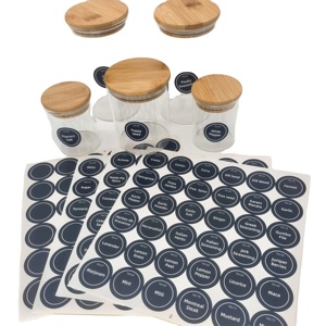 Waterproof Adhesive Herb and <strong>Spice</strong> Sticker Sheet Minimalist WhiteText on Black Round Seasoning Stickers <strong>Spice</strong> Jar <strong>Labels</strong> - Product Image 1