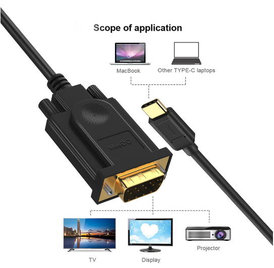 VGA Cable USB type C USB-C to VGA Male Converter Adapter Cable