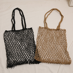 WAX CORD paille <span class=keywords><strong>osier</strong></span> sac fourre-tout grande capacité broderie tricot maille sac à bandoulière pour femmes - Product Image 3