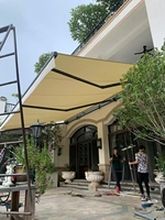 Auvent rétractable à bras pliable double face en alliage d'aluminium de luxe, pare-soleil extérieur autoportant
