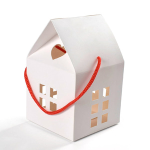 New Arrival Custom Logo Handle Hollow Out House Cookie Box Shape Kraft Bio-degradable Chocolate Candy Boxes For Gift