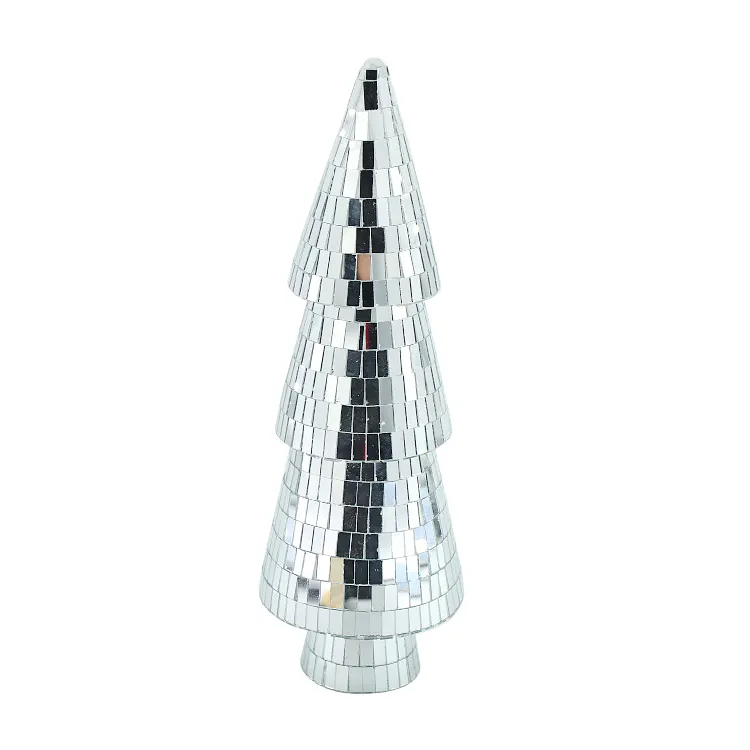 Top moda 30.5CM Disco argento specchio albero ornamento Mini tavola di natale albero decorazione albero sala da ballo sala espositiva decorazioni per la casa