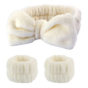 Soft Plush Bow Headband & Wristband Set Water-absorbent Face Wash Spa Hair Hoop Simple Skincare Accessories Gift for Women - Product Image 4