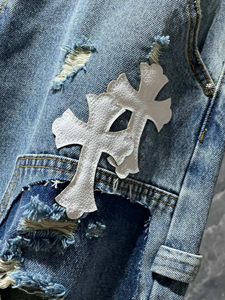 Pantalones cortos de mezclilla personalizados de alta calidad 100% algodón bordado desgastado Logo pantalones cortos de mezclilla lavados con ácido para hombres - Product Image 3