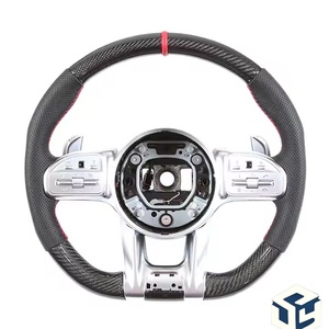 พวงมาลัยรถหนังคาร์บอนไฟเบอร์แบบเจาะรูครึ่งเดียวสำหรับ <span class=keywords><strong>Mercedes</strong></span> <span class=keywords><strong>Benz</strong></span> W204 W205 W166 W212 <span class=keywords><strong>W220</strong></span> W221 W222 C117 C43 C63 <span class=keywords><strong>AMG</strong></span> - Product Image 3