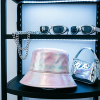 Nouveau style casquette seau chromée lumineuse effet arc-en-ciel, accessoire de fête, casquette promotionnelle de haute qualité