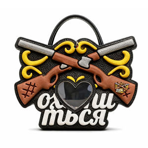 Batı Punk Tarzı Çapraz Silahlar Desenli Kalp Görüntülü Pencereli Ita Çantası, Rozet Koleksiyoncuları İçin Alternatif Moda El Çantası Toptan Satış - Product Image 4