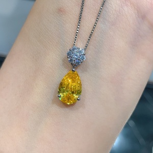 Fashion Eco-friendly Copper Minimalist Style 8*12MM Yellow Zircon Teardrop Pendant <b>Earrings</b> <b>Set</b> Simple Korean Jewellery <b>Set</b> - Product Image 6