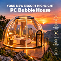 Dôme de glamping en polycarbonate conçu pour les conditions météorologiques extrêmes, résistant au vent et imperméable, idéal pour les projets de stations balnéaires côtières
