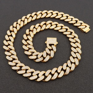 Stainless Steel Classic Bling Bling Iced Out Cuban Link Chain Ladies Diamond 18K Gold Plated Bracelet Necklace <strong>Chunky</strong> <strong>Jewellery</strong> - Product Image 4