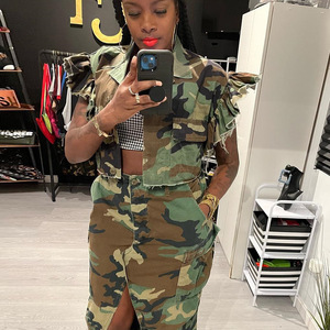 Y0312 vêtements pour femmes 2025 automne nouveau produit <span class=keywords><strong>Camouflage</strong></span> gland Cardigan rue chemise à la mode - Product Image 3