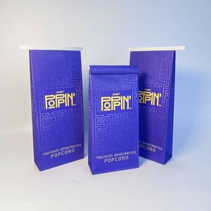 Sacs à collation en papier kraft personnalisés avec logo, doublure anti-graisse et fermeture à lien métallique pour pop-corn, lait et restauration rapide lors d'événements cinématographiques - Product Image 1