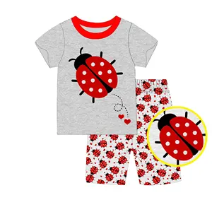 summer kids cloths 3-8Y pure cotton material children's pajamas factory wholesale from spot