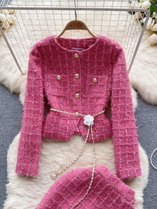 ชุดเซ็ตผู้หญิง เสื้อคาร์ดิแกนขนสัตว์คุณภาพสูง ดีไซน์ใหม่ ฤดูใบไม้ร่วง 2026 พร้อมกระโปรงผ่ากลางความยาวปานกลาง ขายส่งราคาโรงงาน - Product Image 2