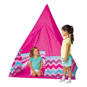 New Simple Design Fun Princess Aldi kids Indoor Outdoor Tepee Tent Polyester Material Children Pink Teepee Playing Tent