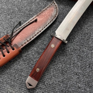 Cuchillo de Supervivencia Samurai Personalizable, Hoja de Acero Inoxidable No Ajustable, Mango de Madera con Diseño de Dragón, para Caza, Bricolaje, Uso Industrial, OEM - Product Image 4
