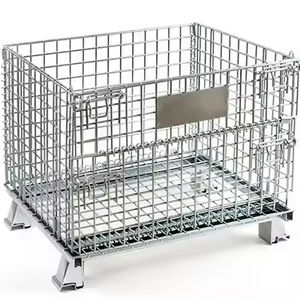 כלוב מתכת מתקפל בהתאמה אישית לסיטונאות, מיכל אחסון מתקפל מרשת פלדה, כלוב חיות מחמד מתקפל עם מכסה מפלדה רכה, ניתן לערום, למשא - Product Image 3