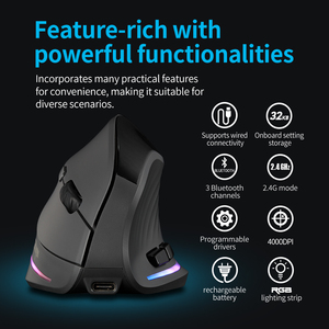 ZELOTES nouvelle souris verticale ergonomique <span class=keywords><strong>F35C</strong></span> 2.4G Bt RGB bouton muet programmable souris sans fil avec écran OLED - Product Image 2