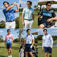 Polo de golf athlétique créatif blanc et bleu, imperméable, à boutons, respirant, style vacances, tenues de golf pour hommes