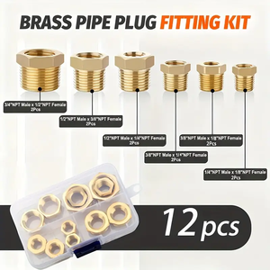 NPT 스레드 황동 육각 슬리브 키트 부식 방지 산업 파이프 커넥터 정원 샤워 키트 수도관 배관 - Product Image 2