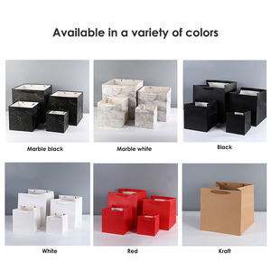 Recyclable Custom Logo Wholesale Square Cake <strong>Flower</strong> Packaging Black White Gift Tote <strong>Bags</strong> Big Brown Kraft Paper <strong>Bag</strong> for <strong>Flowers</strong> - Product Image 2