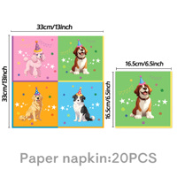 Vaisselle jetable à thème rétro pour animaux de compagnie, assiettes, gobelets, serviettes en papier, décoration de table pour fête d'anniversaire canin, vente en gros