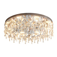 Plafonnier LED moderne de luxe en acier inoxydable, à intensité variable, style nordique, avec cristaux, pour chambre et salle à manger