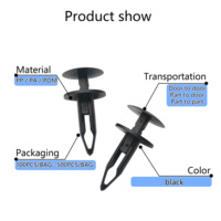 Clips de fixation automatiques à expansion par poussée en nylon noir, en stock, vente en gros, pour pare-chocs Ford