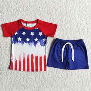 Tenues d'été 2 pièces assorties pour bébés garçons et filles, ensembles de boutique pour enfants, vente en gros, tenues du 4 juillet, vêtements pour enfants de haute qualité - Product Image 2
