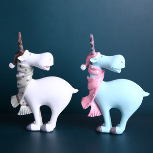 Resin Reindeer <b>Ornament</b> Doll Set Indoor Decor Gift Soft Furnishing <b>Car</b> Decoration Christmas Figurine Toys - Product Image 4