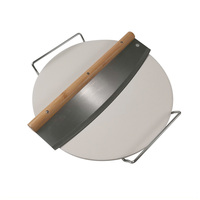 Ensemble de 4 outils à pizza durables avec pierre à pizza arrondie de 13 pouces, pelle à pizza, support et coupe-pizza pour grill et four